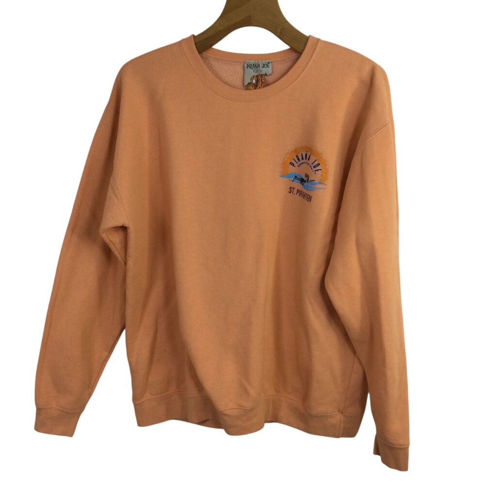 Vintage Pirana Joe Crewneck Sweatshirt from St Maarten Pastel Peach Size Large